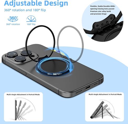 AUROX for Magsafe Base Phone Grip Magnetic Base R Stand Compatible with PopSocket, Magnetic Desk Phone Stand, Socket Grip Base for iPhone 16/15/14/13/12 Series, Compact Makeup Mirror, Black in Saudi Arabia