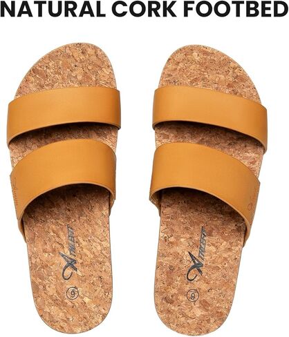 صنادل الشاطئ الصيفية ذات المنصة البنية من Athlefit صنادل نسائية مريحة تدعم قوس القدم مقاس 7.5 in Kuwait