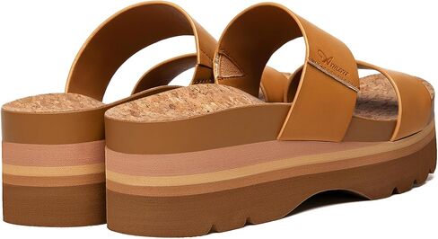 صنادل الشاطئ الصيفية ذات المنصة البنية من Athlefit صنادل نسائية مريحة تدعم قوس القدم مقاس 7.5 in Kuwait