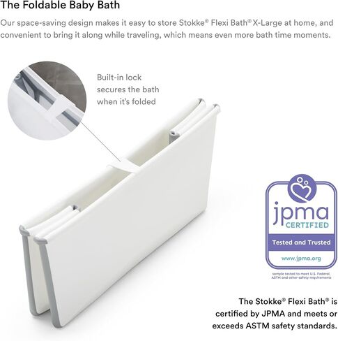 Stokke Flexi Bath X-Large Bundle, Sandy Beige - Spacious Baby Bathtub + Newborn Support - Lightweight, Foldable & Easy to Store - Best for Ages 0-6 in Saudi Arabia