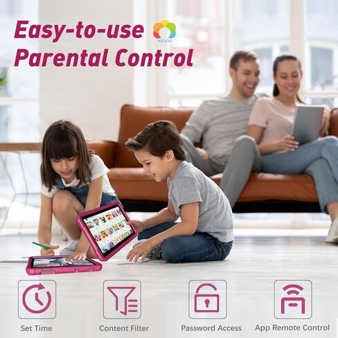 تابلت للأطفال 10.1 بوصة، 4 جيجابايت، 64 جيجابايت، أندرويد 13، واي فاي، بلوتوث، مراقبة أبوية، وردي فاتح in Kuwait