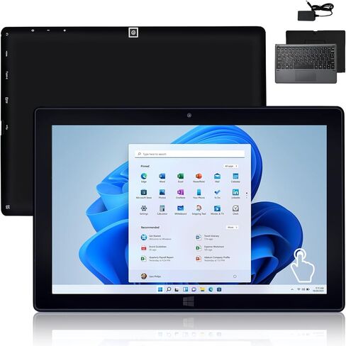 Windows Tablet, 2 in 1 10.1 Inch Windows 11 Pro Tablet PC, 8GB RAM 128GB Storage, Intel J3455 Quad-Core CPU, 1920x1200 IPS FHD Touchscreen, with Mini HDMI/WiFi/Bluetooth/Keyboard/USB/Dual Cameras in Saudi Arabia