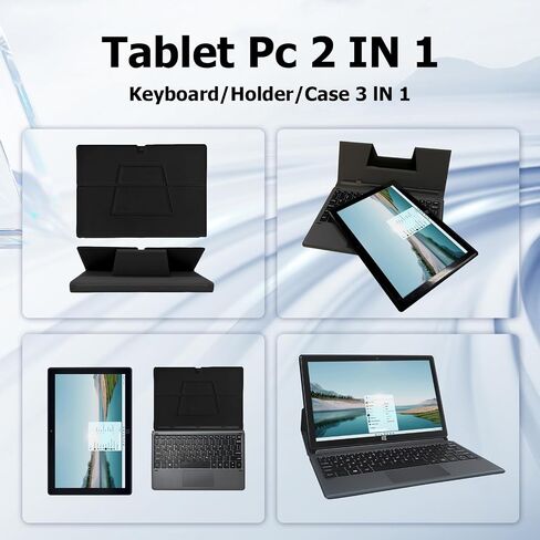 Windows Tablet, 2 in 1 10.1 Inch Windows 11 Pro Tablet PC, 8GB RAM 128GB Storage, Intel J3455 Quad-Core CPU, 1920x1200 IPS FHD Touchscreen, with Mini HDMI/WiFi/Bluetooth/Keyboard/USB/Dual Cameras in Saudi Arabia