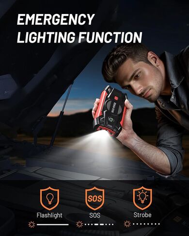 JAOPAE Car Jump Starter, 3000A Portable Car Battery Charger for Up to 8.5L Gas & 8.0L Diesel Engines, 12V 30000mAh Car Jump Box with 4 Modes Flashlight, Power Bank Function, Smart Jumper Cables in Saudi Arabia