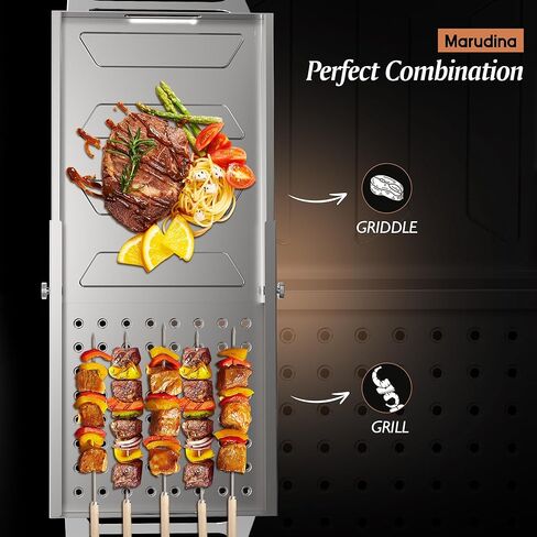 شواية شواء من الفولاذ المقاوم للصدأ، شواية لإشعال النار شديدة التحمل مع ارتفاع وحجم قابلين للتعديل (من 14.5 إلى 24.9 بوصة)، فولاذ مقاوم للصدأ قوي، أوتاد أرضية خصيصًا لتحقيق الثبات in Kuwait