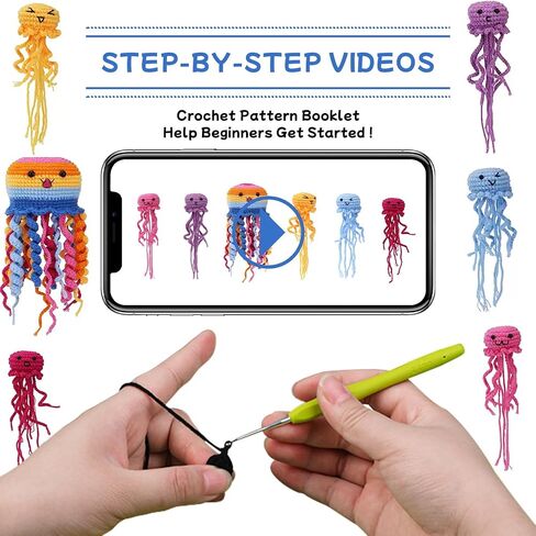 HonKuaDL Crochet Kit for Beginners,Crochet Kit Cat, Crocheting Knitting Kit with Step-by-Step Video Tutorials, Pattern Animals-Cat with Complete Crochet Accessories (Cat Potted Plant) in Saudi Arabia
