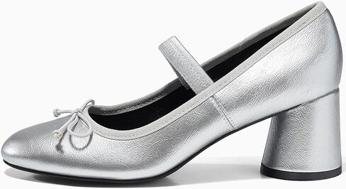 Coutgo المرأة ماري جين أحذية Bowknot الباليه مضخات مغلقة اصبع القدم مكتنزة الكعب المنخفض فستان أحذية الزفاف عادية in Saudi Arabia