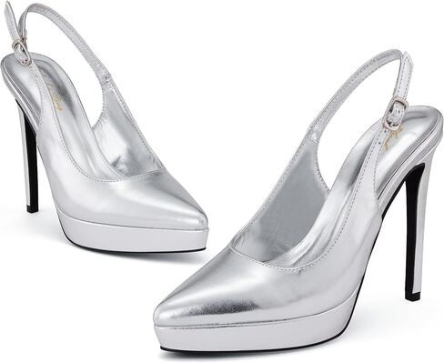 حذاء إليزابيت تانغ ذو نعل سميك مقاس 12.7 سم بمقدمة مدببة وكعب عالٍ من الخلف للنساء للسهرات وحفلات التخرج وحفلات الزفاف وحفلات العودة للوطن، حذاء مثير in Kuwait