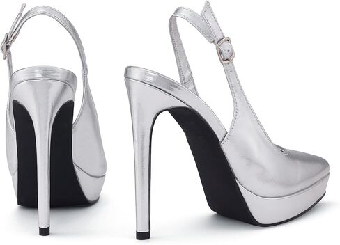 حذاء إليزابيت تانغ ذو نعل سميك مقاس 12.7 سم بمقدمة مدببة وكعب عالٍ من الخلف للنساء للسهرات وحفلات التخرج وحفلات الزفاف وحفلات العودة للوطن، حذاء مثير in Kuwait