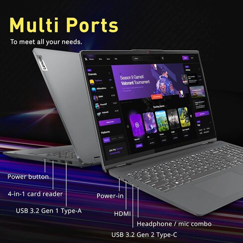 لاب توب لينوفو ايدياباد فليكس 5 2 في 1، شاشة لمس 16 بوصة 2.5 كيه، انتل i7-1255U، ذاكرة الوصول العشوائي 16 جيجا، تخزين 1.28 تيرابايت (1 تيرابايت اس اس دي + مجموعة قاعدة تركيب 288 جيجا)، رسومات انتل ايريس اكس، لوحة مفاتيح بإضاءة خلفية، رمادي، ويندوز 11 in Saudi Arabia