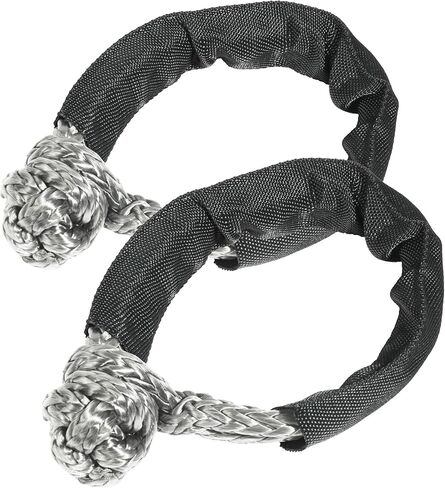 ESEWALAS قطعتان من الأصفاد الناعمة، ملحقات ونش ملحقات السيارة، حزام سحب خفيف الوزن، أغلال ناعمة مع أكمام إضافية، 1/2 بوصة × 22 بوصة (55000 رطل قوة الكسر) تكبل حبل لسيارات الدفع الرباعي على الطرق الوعرة سحب ATV in Kuwait