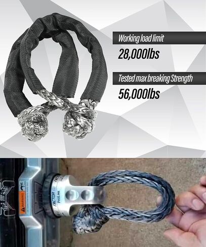 ESEWALAS قطعتان من الأصفاد الناعمة، ملحقات ونش ملحقات السيارة، حزام سحب خفيف الوزن، أغلال ناعمة مع أكمام إضافية، 1/2 بوصة × 22 بوصة (55000 رطل قوة الكسر) تكبل حبل لسيارات الدفع الرباعي على الطرق الوعرة سحب ATV in Kuwait