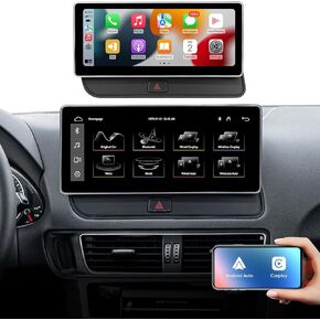 10.25 inch Touch Screen Wireless Carplay Android Auto Interface for Audi Q5 SQ5 (2009-2017) with Multimedia(3GMMI) System Car Radio Stereo AHD Camera USB Video Bluetooth mirroring