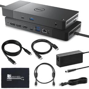 Dell WD19 Docking Station Bundle - HDMI Cable + DisplayPort Cable + USB-C Cable + Microfiber Cloth Included (WD19 130W)