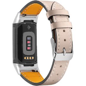 Compatible with Fitbit Charge 6/Charge 5 Bands for Women Men, Genuine Leather Adjustable Sports Strap Replacement Wristband for Charge 6/Charge 5 Tracker Small Large, women men