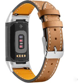متوافق مع Fitbit Charge 6/Charge 5 Bands للنساء والرجال، سوار معصم بديل لحزام رياضي قابل للتعديل من الجلد الطبيعي للشحن 6/Charge 5 Tracker صغير وكبير، للنساء والرجال