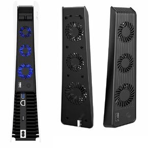 Cooling Systems , Horizontal Console Cooling Fan High Speed Quiet USB Cooler with 3 Blue LED Fans and USB3.0, Game Console Accessories Compatible with PS5
