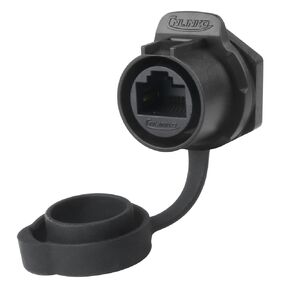 CNLINKO LP-20 RJ45 Waterproof Connector Set, CAT6 Ethernet Connector 8P8C Dual Port Connector Panel Mount Receptacles Socket IP68 Waterproof Connector (Black RJ45 4-Hole Set)