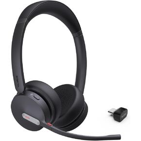 Yealink BH76 Wireless Bluetooth Headset for Work, Business Active Noise Cancelling Headset with 5X Microphone, Teams Certified Headset for Computer Mobile, up to 35h Talking, ANC Headphones, USB-A