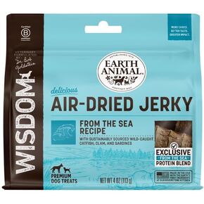 Earth Animal Wisdom Air-Dried from The Land Recipe Jerky Strips Dog Treats, 4 oz. Bag