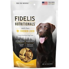 FIDELIS Freeze Dried Dog Treats for Large & Small Dogs - Made with USA Raw Beef Liver, Single Ingredient, Grain-Free, Gluten-Free (4 oz) in Kuwait