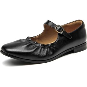 BEAU TODAY Mary Jane Flats for Women, Mary Jane Shoes Women, Ballet Flats Shoes for Women, Leather Square Toe Flats, Comfortable Fashion Dress Shoes