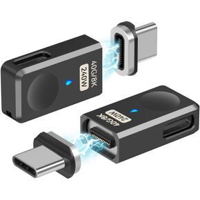 USB C Magnetic Adapter Side Port 2 Pack, 240W Magnetic USB Type C Extension Adapter Straight 24Pin with USB4 40Gps Data Transfer, Compatible for Steam Deck, MacBook Pro/Air iPad Pro, Phones