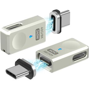 USB Type C Magnetic Adapter 40Gbps, Side Port 2Pack 240W Magnetic USB C Adapter 24 Pin Straight with 8K 60Hz for Steam Deck, Thunderbolt 3/4, MacBook Pro/Air, Quest 2, RoG Allyand, iPad Pro