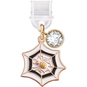 ELISE & FONDA TP423 Type-C USB Charging Port Anti Dust Plug Halloween Spider Web Cell Phone Charm for iPhone 15 /Samsung/OnePlus/Xiaomi/oppo Android Phones (White)