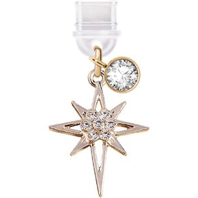 ELISE & FONDA TP354 Type-C USB Charging Port Anti Dust Plug Hexagram Star Cell Phone Charm for iPhone 15 and Samsung/OnePlus/Xiaomi/oppo Android Phones (Gold)