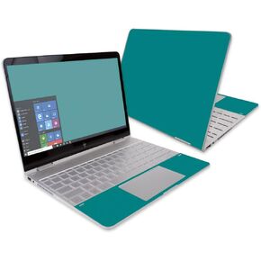 MightySkins Skin Compatible with HP Spectre x360 Convertible 13" (2017) - Solid Teal | Protective, Durable, and Unique Vinyl Decal wrap Cover | Easy to Apply, Remove | Made in The USA