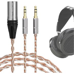 Geekria Apollo 4Pin XLR to Dual 3.5mm Silver-Plated Upgrade Audio Cable Compatible with HIFIMAN SUSVARA Unveiled, SUNDARA HE1000se, Denon AH-D9200 AH-D7200 AH-D5200 AH-D600 Headphones (4.9ft/1.5m)