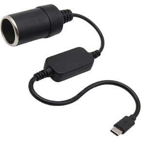 USB C Male to 12V Adapter, USB to Car Cigarette Lighter Socket Converter Cable for Car Driving Recorder,GPS,E-Dog and Other Automotive Electronics （1Pack）
