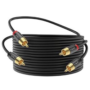 J&D 2 RCA M/M Stereo Audio Cable, 20 FT RCA Audio Cable Gold-Plated Copper Shell 2RCA Male to 2RCA Male Stereo Audio Cord for Home Theater, HDTV, Amplifiers, Hi-Fi Systems, Speakers, 20 Feet