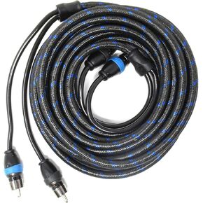 Sky High Car Audio 2 Channel 12 ft RCA Cables Triple Shield Nylon Coated