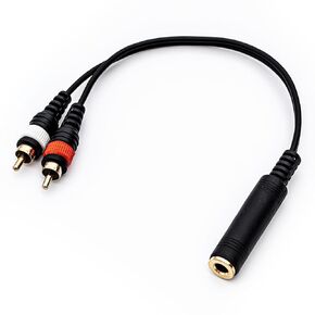1/4 inch to 2RCA Splitter Cable, 6.35mm Stereo Jack Female to 2 RCA Male Plug, Audio Adapter Mono Y Splitter Converter Cord Compatible for Mixer,Tablets, Speakers,MP3 (25cm/10inch)