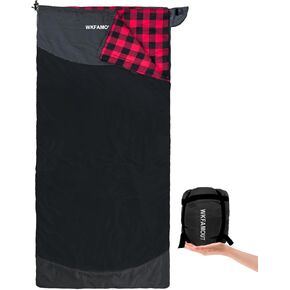 WKFAMOUT Backpacking Flannel Sleeping Bag Lightweight for Adults Hiking Ultralight Compact Sleeping Bag Portable Warm Weather 3 Seasons with Compression Sack