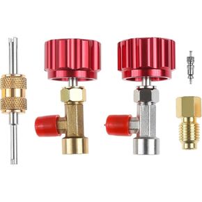 R134a Can Tap, Self Sealing R134a Refrigerant Dispenser with 1/2" Acme 1/4" SAE Adapter, R134a Self Sealing Can Tap and Puncture AC Freon Can 134a Adapter Fittings for AC System Blue