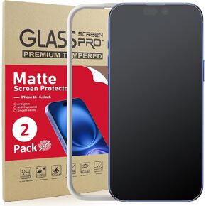 Ambison [2 Pack Matte Glass Screen Protector Compatible for iPhone 16 2024/iPhone 15 2023 6.1inch, Dynamic Island Compatible/Anti-Glare & Fingerprint [No Bubbles] Install Frame/Smooth as Silk