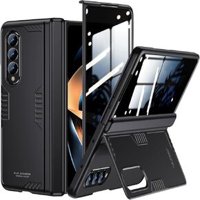 for Galaxy z-Fold-4 Stand Slim Case: Privacy Screen Protector Hidden Kickstand Wireless Charging Thin Design for Business Professionals Phone Cover for Samsung z fold 4 5G 2022 Black