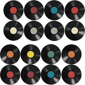 16pcs Vinyl Record Decoration Discs Vinyl Records Cutouts Plastic Fake Sticker Music Themed Party Decorations Astetic Wall Decor Aesthetic Country Decor A3 Girl Pvc French Interior in Saudi Arabia