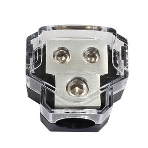 2 Way Amp Power Distribution Block, 0/2/4 Gauge in 4/8 Gauge Out Amp Distribution Block Splitter for Car Boat Audio(1 in 2 Out)