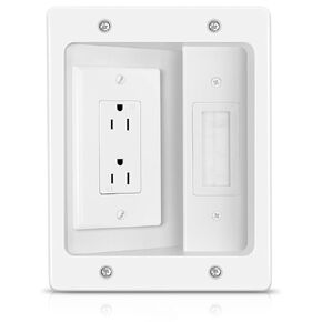 Inara In Wall Cable Management Kit – Recessed Outlet to Hide TV Cords & Wires, Power Bridge Mounting Concealer, TV Cord Hider for Wall Mounted TV & Cable Pass Through, In-Wall Hidden Back Cover