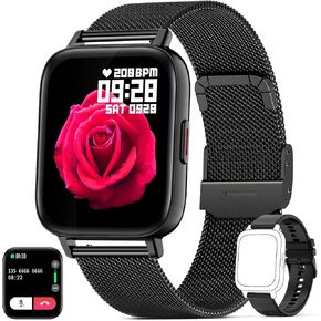 Smart Watches for Women Men(Call Receive/Dial),Fitness Tracker Waterproof Smartwatch for Android iOS Phone with Text and Call Bluetooth Sport Watch Heart Rate Blood Pressure Sleep Monitor Pedometer