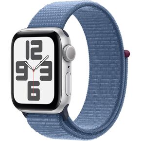 Apple Watch SE (الجيل الثاني) [نظام تحديد المواقع العالمي، 40 ملم] - هيكل من الألومنيوم الفضي مع حلقة رياضية باللون الأزرق الشتوي، مقاس واحد (متجدد)