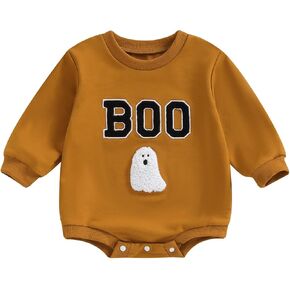 Infant Baby Boy Halloween Outfit Long Sleeve Crewneck Sweatshirt Bubble Romper Warm Fall Winter Clothes