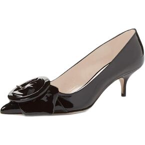YDN Women's Elegance Low Kitten Heel Pumps Pointy Toe Slip On Patent Buckle Basic Office Dress Shoe Size 4-15 US