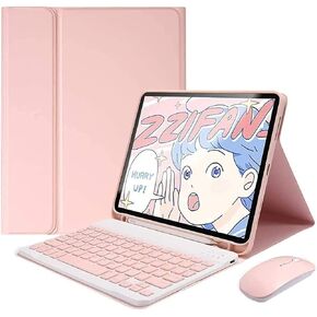 Keyboard Case with Mouse for iPad 10.2inch, Case for iPad 9th/8th/7th Gen/Air3/Pro10.5 with Keyboard and Mouse, Slim Candy Detachable Magnetic Keyboard with Pencil Holder (Blue)