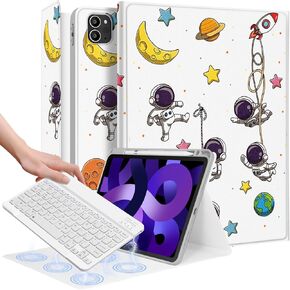 حافظة لجهاز iPad Air 11 بوصة 2024 - Air 5th/4th Generation 10.9، حافظة Pro 11 مع حامل لوحة المفاتيح وقلم الرصاص وغطاء الكمبيوتر اللوحي Folio Women Cute Girls Kawaii Strawberry لجهاز iPad Air 11 2024 (M2)، Pro 11