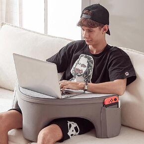 Lap Laptop Desk, Reading Pillow for Couch, Heart Shaped Gaming Pillow for Lap, Lap Desk Pillow for Couch, Memory Foam Lap Cushy Desk for Gaming, Working, Crocheting(Grey), Medium